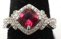 Gemstone Sterling Silver Ring with CZs.