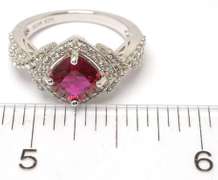 Gemstone Sterling Silver Ring with CZs.