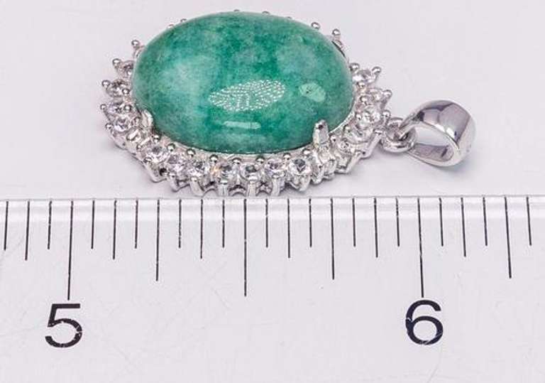 Glittering Emerald & White Sapphire Pendant, Sterling