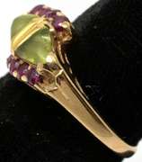 Unique Vintage Peridot & Ruby Ring in 14KT Yellow Gold