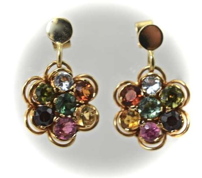 Colorful 18K Multi-Stone Dangle Earrings