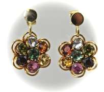 Colorful 18K Multi-Stone Dangle Earrings
