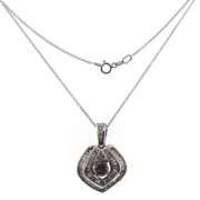 Shimmering 14kt WG Round Center with Double Baguette Halo Diamond Pendant