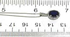 Fancy White Gold Sapphire w Diamond Halo Necklace