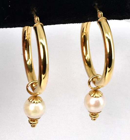 Classic Hoop Earrings with dangling Pearls