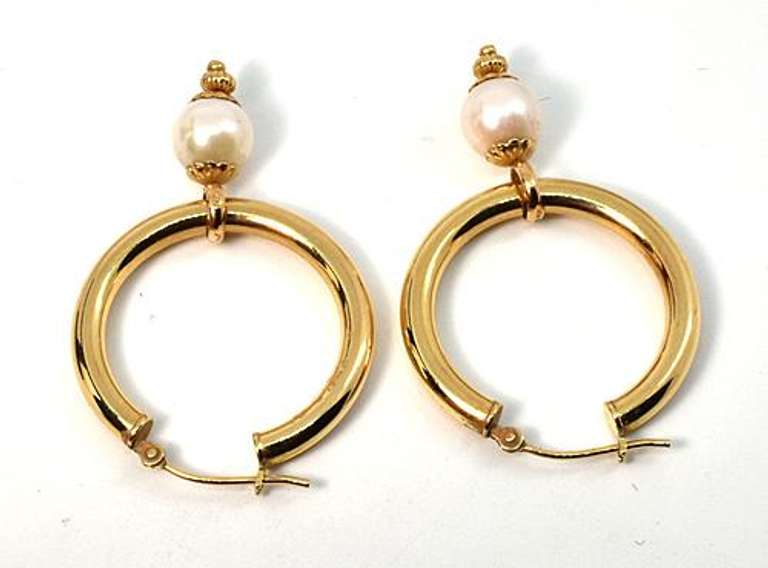 Classic Hoop Earrings with dangling Pearls