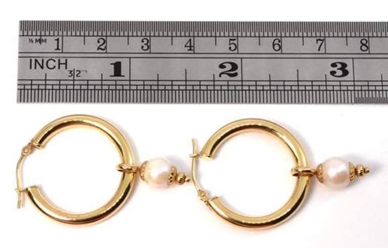 Classic Hoop Earrings with dangling Pearls