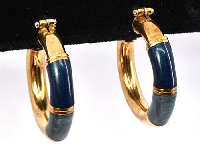Italian Made Enamel Hoop Earrings