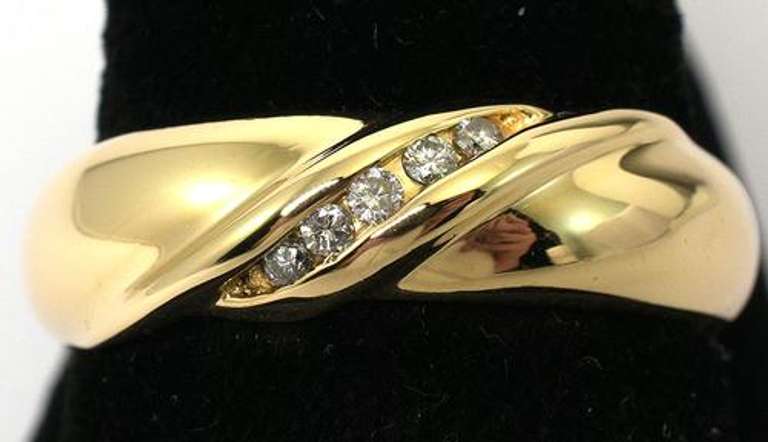 Mens Diamond Band Ring in 14KT Yellow Gold