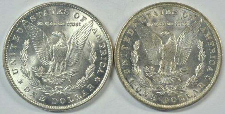 Choice BU 1884-P & 1884-O Morgan Silver Dollars