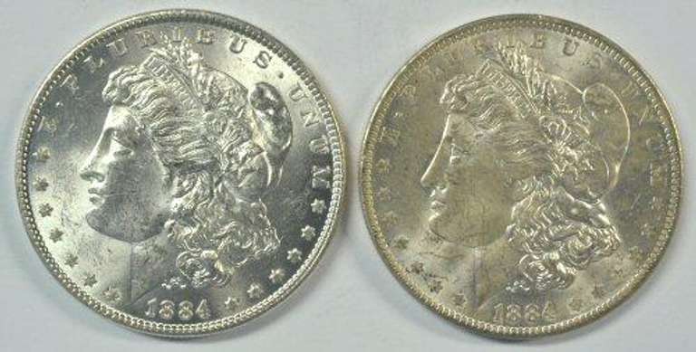 Choice BU 1884-P & 1884-O Morgan Silver Dollars