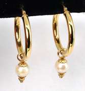 Classic Hoop Earrings with dangling Pearls