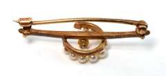 Sweet Antique Pearl & Dia. Crescent Brooch