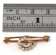 Sweet Antique Pearl & Dia. Crescent Brooch
