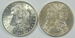 Choice BU 1884-P & 1884-O Morgan Silver Dollars