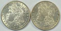 Flashy 1891-S & 1902-P Morgan Silver Dollars