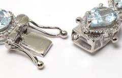 Lovely Aquamarine & Diamond Bracelet in Sterling Silver