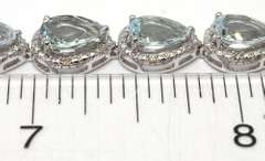 Lovely Aquamarine & Diamond Bracelet in Sterling Silver