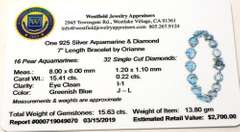 Lovely Aquamarine & Diamond Bracelet in Sterling Silver