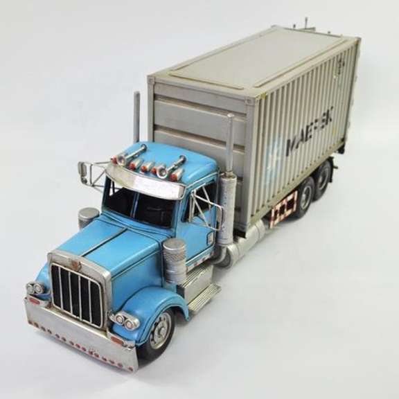 Tractor Truck Trailer Pressed Steel Toy Figure