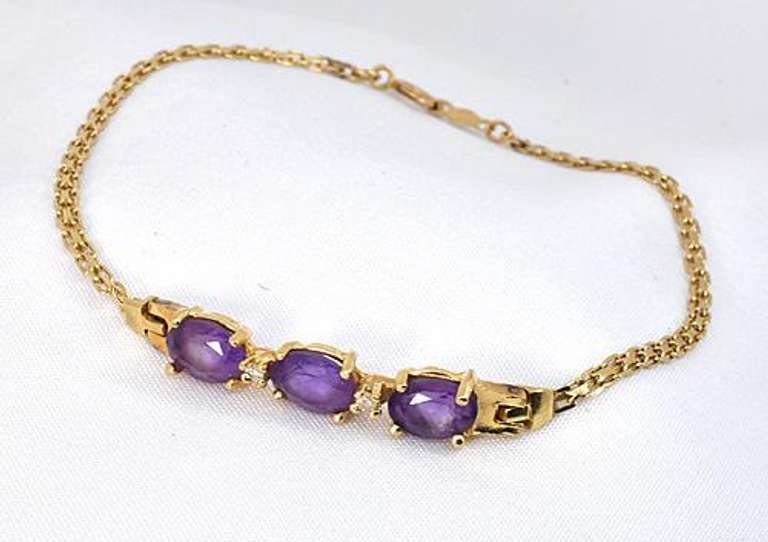 Feminine Amethyst & Diamond Bracelet in 14K YG