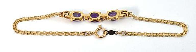 Feminine Amethyst & Diamond Bracelet in 14K YG