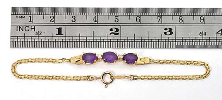 Feminine Amethyst & Diamond Bracelet in 14K YG