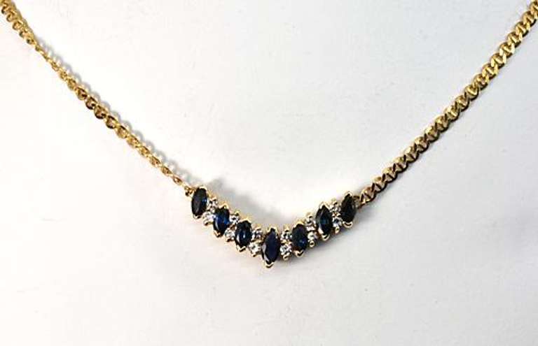 Elegant Sapphire & Diamond Necklace in 14K YG
