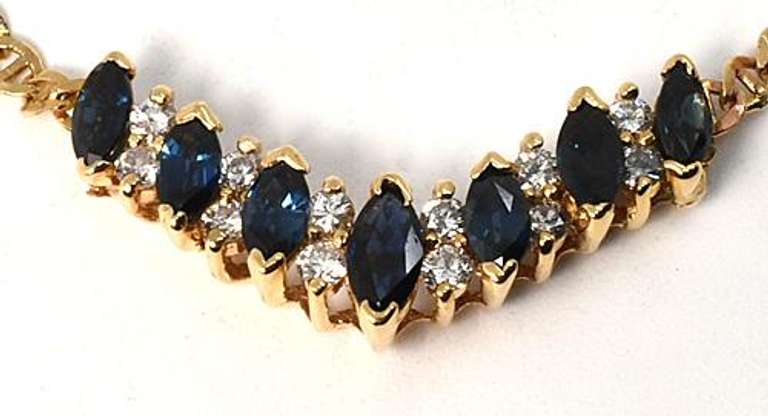 Elegant Sapphire & Diamond Necklace in 14K YG