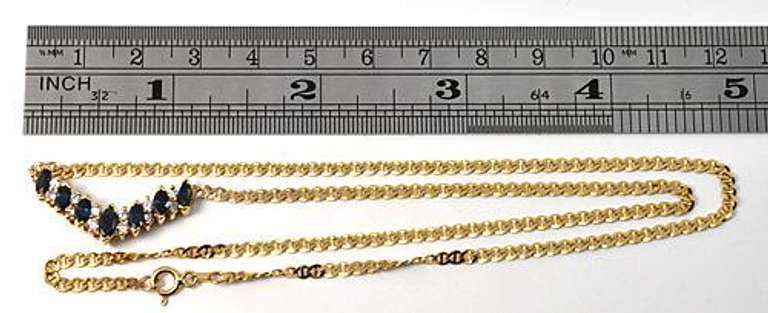 Elegant Sapphire & Diamond Necklace in 14K YG