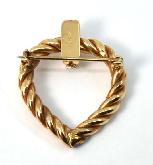 Nice Heart Brooch/Pendant in 14K Yellow Gold