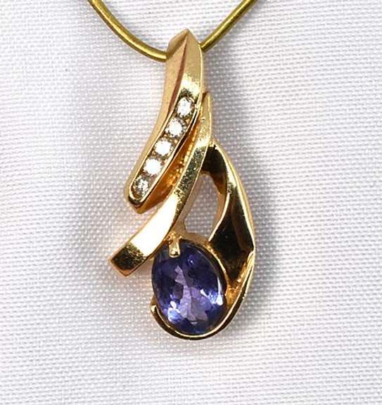 Sassy Tanzanite & Diamond Pendant in 14K YG