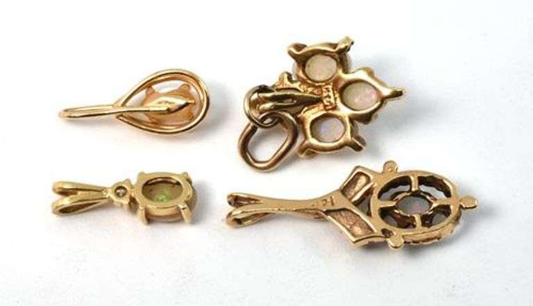 Quartet of Opal Pendants in 14K Yellow Gold