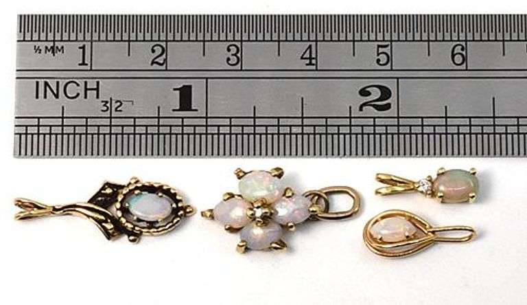 Quartet of Opal Pendants in 14K Yellow Gold