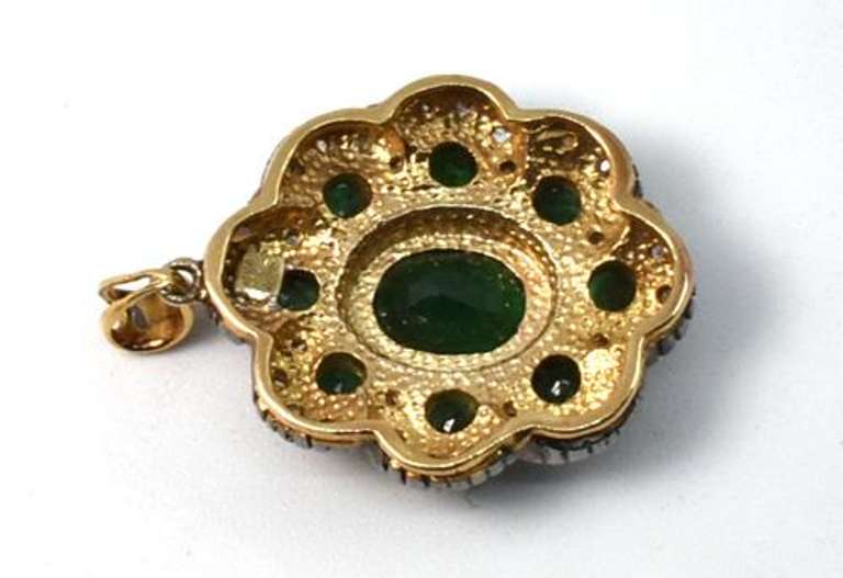Vintage Emerald Pendant in .925 Silver & 14K