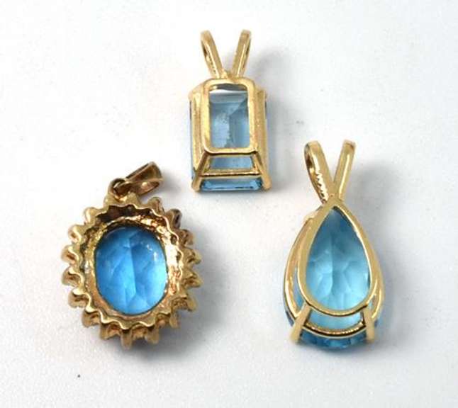 Tasteful Trio of Blue Topaz Pendants in 14K YG
