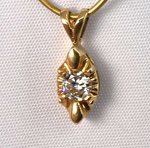 Feminine .20 Carat Diamond Pendant 14K YG