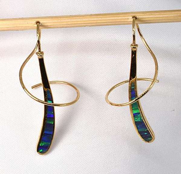 Whimsical Opal Earrings in 14K Yellow Gold