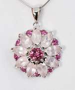 Lovely Pink Tourmaline Flower Pendant in 18K WG