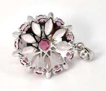 Lovely Pink Tourmaline Flower Pendant in 18K WG
