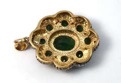Vintage Emerald Pendant in .925 Silver & 14K
