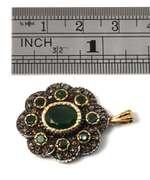 Vintage Emerald Pendant in .925 Silver & 14K