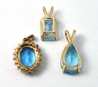 Tasteful Trio of Blue Topaz Pendants in 14K YG