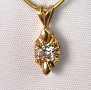 Feminine .20 Carat Diamond Pendant 14K YG