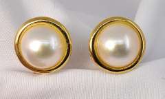 Lustrous Half Pearl Earrings in 18K Yellow Gold