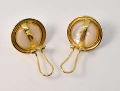 Lustrous Half Pearl Earrings in 18K Yellow Gold