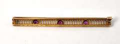 Stately  Amethyst Bar Pin in 14K Yellow Gold