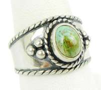 Wide Sterling Turquoise Ring, Size 9