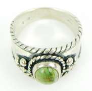 Wide Sterling Turquoise Ring, Size 9