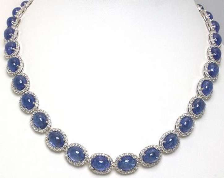 Incredible Tanzanite & White Sapphire Necklace in Plated Sterling